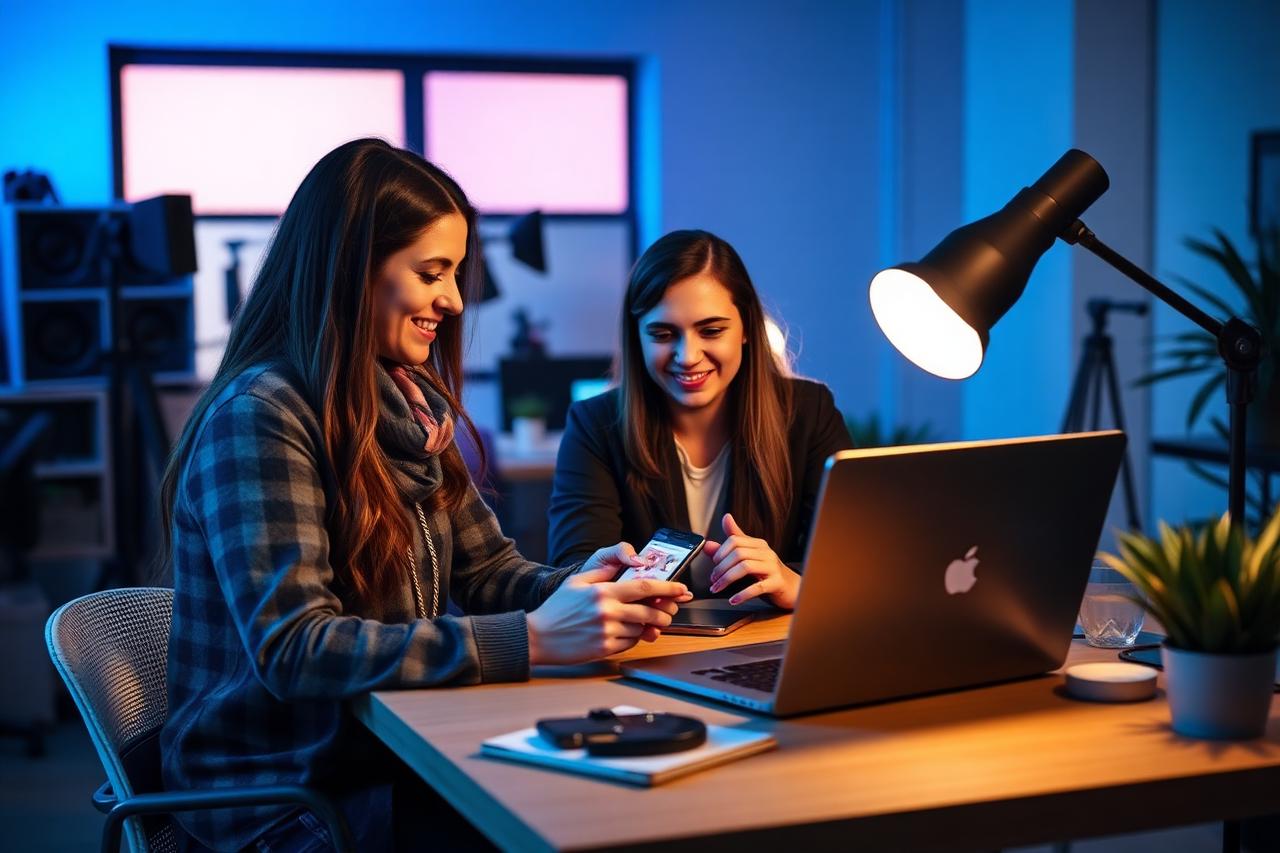 Equipo creando contenido de Instagram con inteligencia artificial